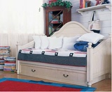 美式小户型实木沙发床1.8米地中海多功能推拉床田园折叠床可定做