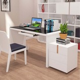 白色 简约现代家用书桌 台式写字台宜家旋转办公桌实木椅电脑桌