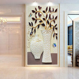 3D立体玄关壁纸壁画背景墙纸客厅装饰画简约欧式竖版浮雕立体花卉