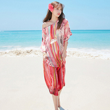 马尔代夫海边度假宽松大码休闲显瘦连衣裙波西米亚雪纺防晒沙滩裙