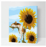 diy数字油画创意礼物大幅花卉手绘装饰画客厅卧室风景向日葵与猫