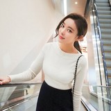 现货：韩国代购 Cherrykoko正品 女新 圆领修身纯色长袖针织衫