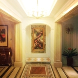 油画玄关装饰画九鱼图竖版现代客厅壁画中式风水走廊挂画手绘定制