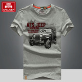 Afs Jeep/战地吉普短袖T恤男装品牌圆领夏季休闲纯棉胖人半袖t恤