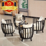 新中式洽谈桌椅现代售楼处接待桌椅茶楼会所实木休闲沙发酒店家具