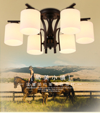 美式乡村餐厅吸顶灯创意简约客厅铁艺玻璃吊灯北欧卧室书房灯