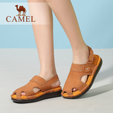 Camel/骆驼女鞋 2016夏季新款休闲舒适 磨砂牛皮中跟魔术贴凉鞋