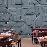3D立体金属铁皮墙纸大型壁画工业风酒吧网咖KTV复古主题餐厅壁纸