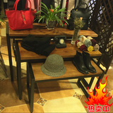 服装展示架 服装店流水台 中岛展示桌 实木高低桌子 包包展示桌