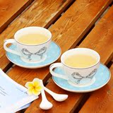 创意田园陶瓷花茶咖啡杯碟组合花草茶具下午茶杯碟套装杯子咖啡具