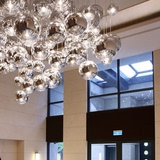 创意单个三头玻璃圆球组合吊灯简约时尚餐厅吧台书房复式楼梯灯饰