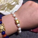 天然淡水珍珠➕3D硬金猫头➕镀金珠子和配件➕周生生包装