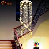 顶添LED现代复式楼梯吊灯水晶灯楼梯灯长吊灯别墅大厅吊线灯LED省