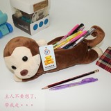 韩版 卡通创意笔袋 可爱动物造型猴子毛绒公仔 笔袋文具袋化妆包