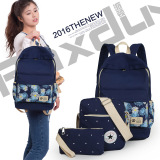 日韩双肩包女韩版潮帆布书包中学生背包女电脑包学院风女套包