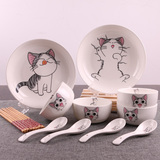【天天特价】碗碟套装可爱餐具套装家用陶瓷碗盘勺筷卡通骨瓷创意