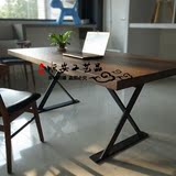 美式现代餐桌简约实木电脑办公桌铁艺家具休闲咖啡厅酒吧桌椅