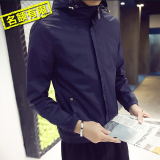 2016春季薄款夹克男士外套韩版青年修身短款春装学生休闲连帽外套
