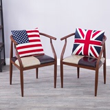 美式铁艺实木餐椅休闲椅子现代简约靠背椅办公桌椅组合家用扶手椅