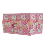 收纳盒无纺布小碎花可折叠化妆品桌面杂物盒粉色