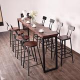 美式吧台桌铁艺实木咖啡桌高脚桌复古酒吧桌椅家用靠墙长条桌吧台