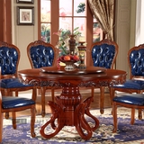 高档欧式餐桌椅组合10-12人美式实木餐台圆形1.8米别墅户型吃饭桌