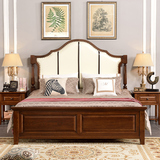 美式全实木床真皮婚床1.8米 进口白蜡木木床1.5m 双人床卧室家具
