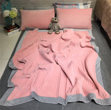 出口外贸撞色暖绒夹棉床盖纯棉绗缝单件纯色床盖三件套1.5/1.8m床