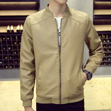 春季新款男装立领韩版修身型机车薄款皮衣青少年潮牌时尚外套夹克