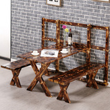 新款实木碳化餐桌餐桌椅组合折叠桌椅简易省空间桌椅组合可定做