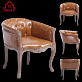 宜家欧式复古餐椅实木布艺做旧休闲美式沙发简约咖啡厅酒店餐座椅
