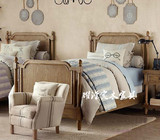 特价美式全实木橡木双人床法式复古做旧欧式1.2米儿童床家具