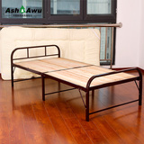 加固钢架钢木床简易折叠床单人双人床午睡午休床铁架木板床1米1.2
