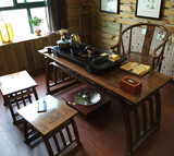 茶桌椅组合小户型中式明清榆木全实木仿古餐桌功夫茶几泡茶桌茶台