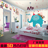 儿童主题房间环保壁纸 卧室背景墙美式卡通墙纸手绘大象大型壁画
