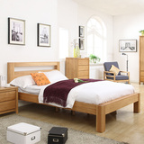 简约现代实木床橡木双人床婚床1.8米1.5米宜家原木小户型卧室家具