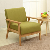 懒人单人沙发椅子双人实木布艺沙发小户型休闲椅卡座咖啡椅日式