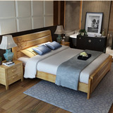 双人床1.8米实木床1.5M橡木床现代简约卧室白色雕花创意榻榻米