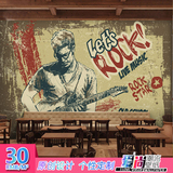 摇滚酒吧吉他墙纸砖纹咖啡餐厅个性背景街头涂鸦壁纸音乐大型壁画