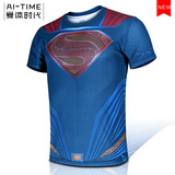 蝙蝠侠大战超人T恤 超人紧身衣服男女短袖修身动漫威学生运动透气