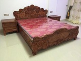 非洲黄花梨新洋花大床 双人床 婚床  2米红木实木大床带床头柜