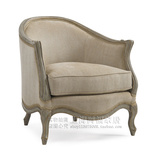 新古典单人沙发椅 欧式实木布艺沙发 法式美式咖啡会所休闲椅