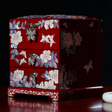 木质首饰盒公主欧式韩国螺钿漆器珠宝饰品收纳盒复古结婚生日礼物