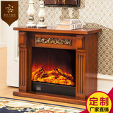 1米可定制壁炉 装饰柜 实木色白色取暖电壁炉架 真火欧式壁炉柜