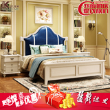 美式全实木床 真皮白色1.8米欧式双人床1.5米公主床婚床成套家具