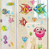 卡通卧室门贴浴室卫生间壁纸自粘动物卧室海洋鱼儿童房墙贴纸贴画