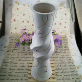 白色陶瓷落地高花瓶摆件 客厅现代简约干支插花欧式装饰大瓷器