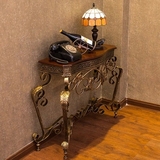 欧式铁艺玄关桌子实木电话桌玄关台墙边桌简约现代半圆玄关柜供桌