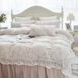 简约纯棉韩版公主蕾丝小姐四件套 彩棉天丝纯色床裙床罩床上用品