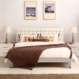 简约现代皮艺软包板式床1.5米1.8米双人床高箱储物床婚床卧室家具